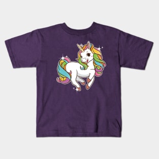 Cute Jumping Unicorn Magical Mythical Creatures Kids T-Shirt